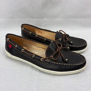 Marc Joseph Women's Pacific Leather‎ Slip On Shoes Size 7.5 Black Boat Shoes